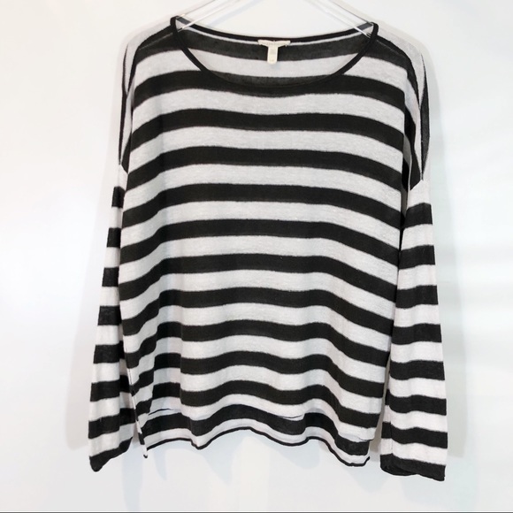 Eileen Fisher Tops - EILEEN FISHER ORGANIC LINEN STRIPED KNIT TOP LARGE